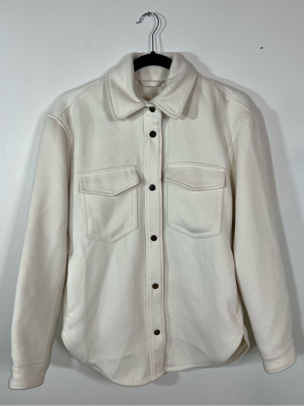 Abercrombie & Fitch Cream Snap Closure Shacket | S
